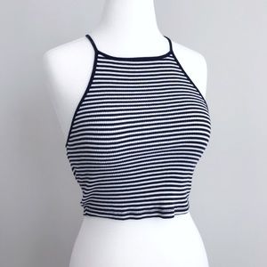 Forever21 blue & white  stripes Crop Top